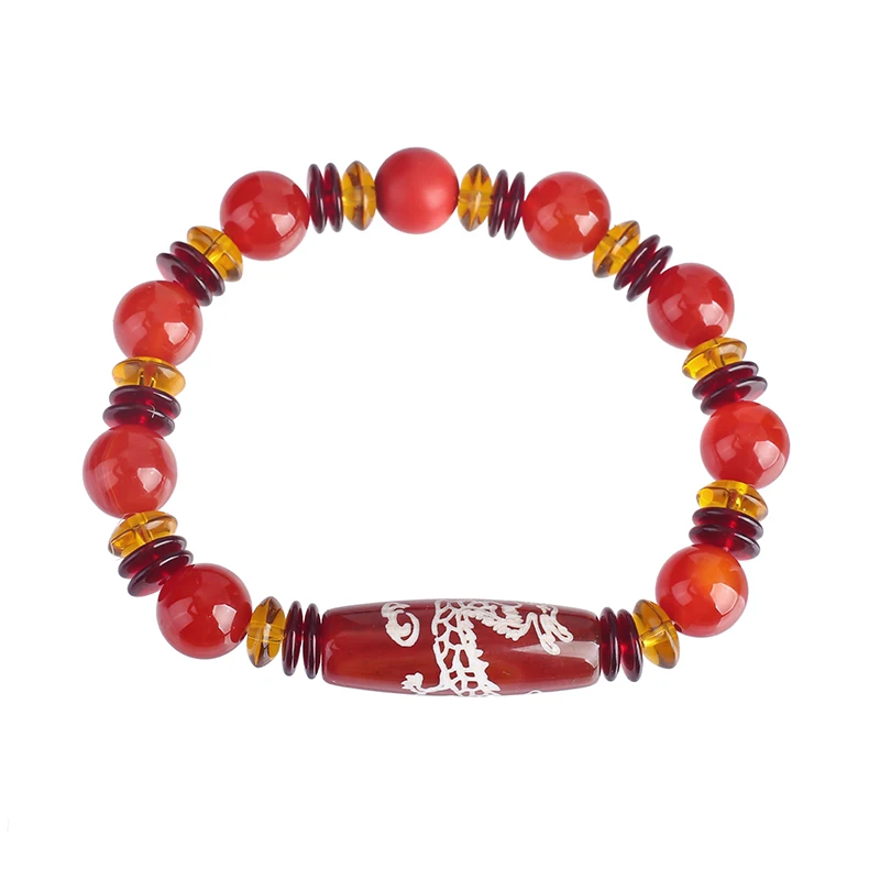 Браслет из красного агата с бусинами этнический браслет Lutong унисекс