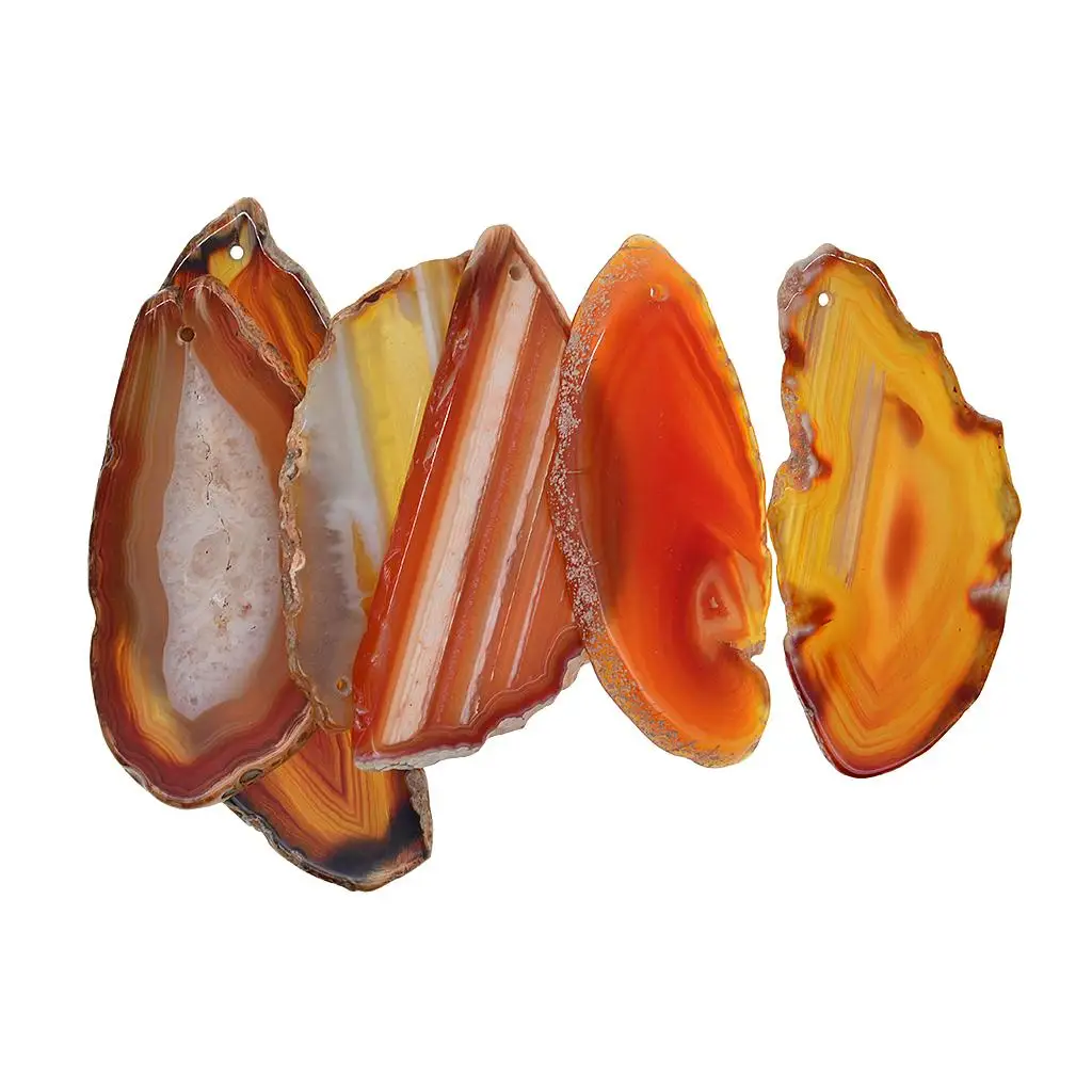 

6Pc Beautiful Irregular Geode Agate Slices Pendant For Jewelry Making Charms