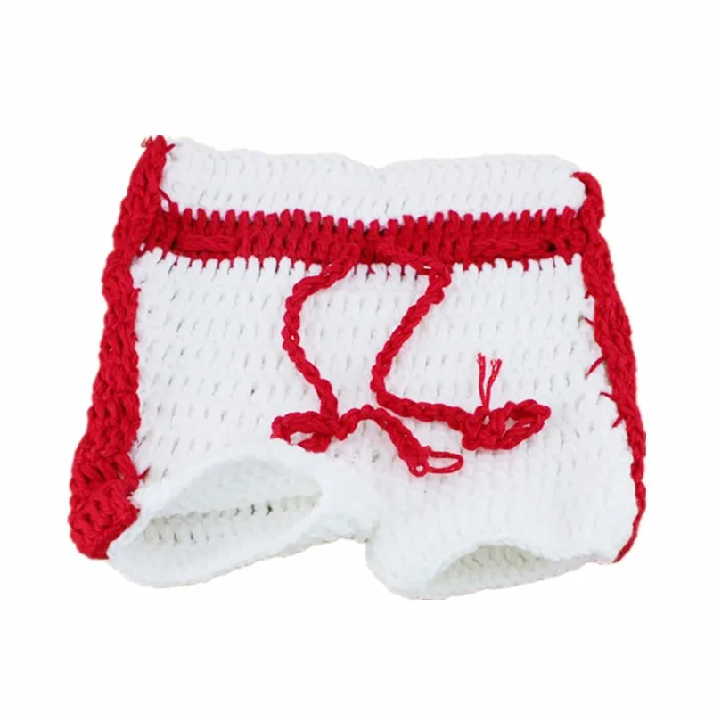 2Pcs/Set Newborn Photography Props Infant Crochet Knit Cute Boxing Clothes  Gloves And Pants Suit Baby Photo Costume