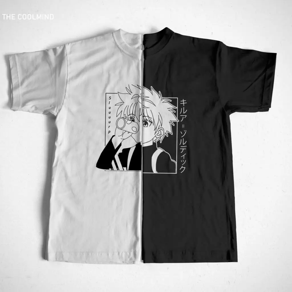

100% cotton Men Women T-shirt Tops Kawaii Hunter X Hunter Tshirt Killua Zoldyck T-shirt Fitted Soft Anime Manga Tee Shirt