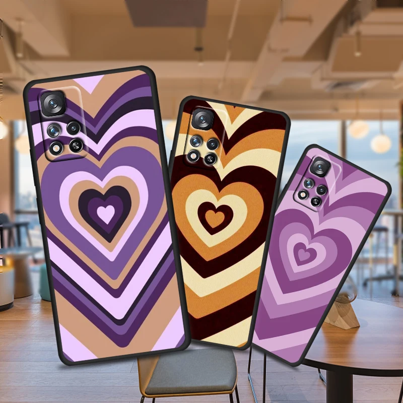 

Love Brown Heart Aesthetic for Xiaomi Redmi Note 11 10 11T 10S 9 9S 8 7 5G 4G Soft Black Phone Case Fundas Coque Capa Cover