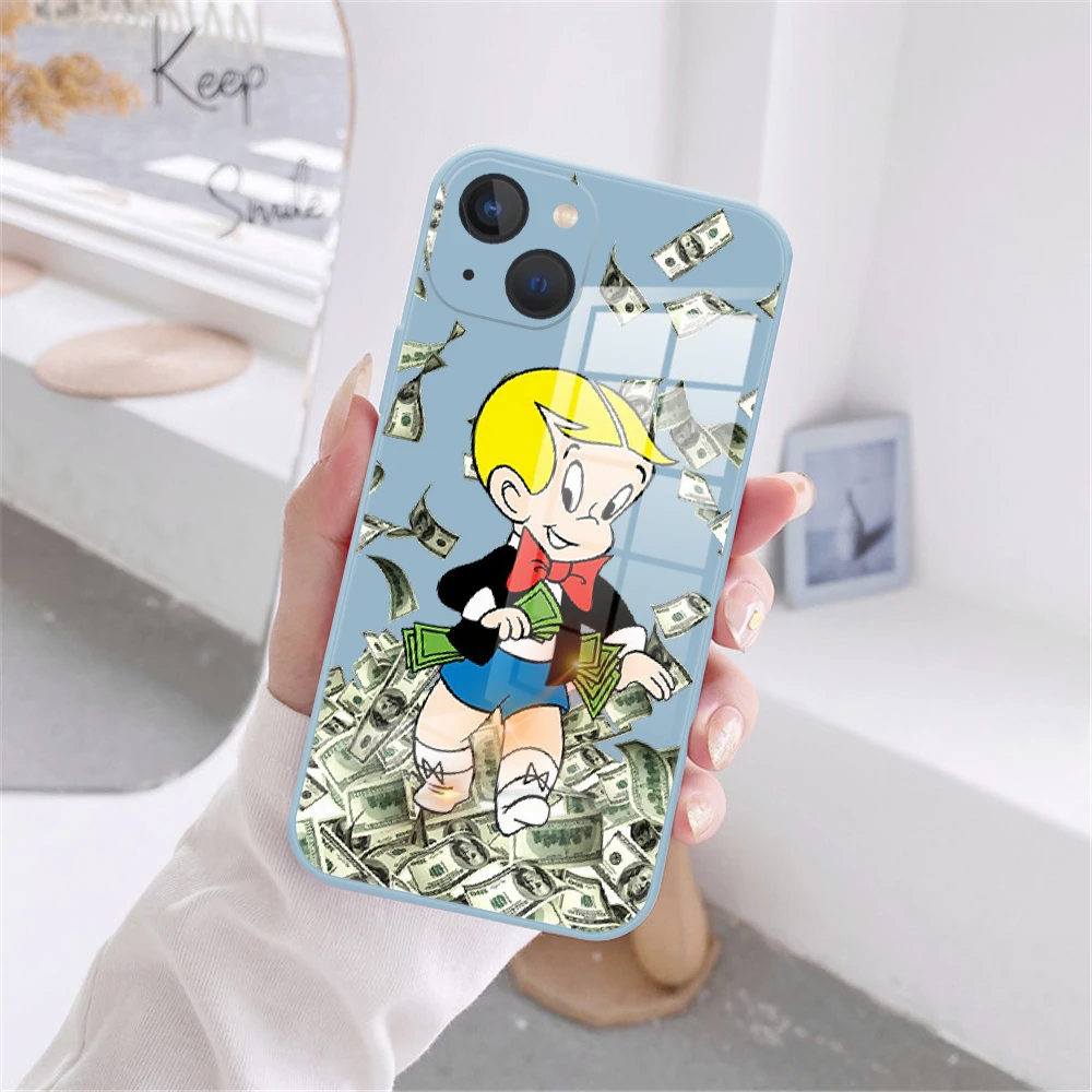 Популярный трендовый мультяшный чехол-бампер из закаленного стекла для iPhone 11 12 13