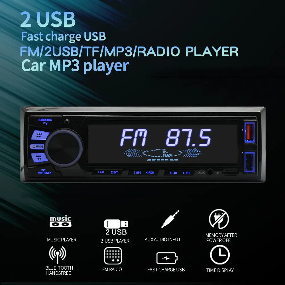 

Автомагнитола 1 Din, 12 В, mp3-плеер, Bluetooth, стерео, мультимедийный плеер, fm-приемник, музыка, USB/TF, вход AUX