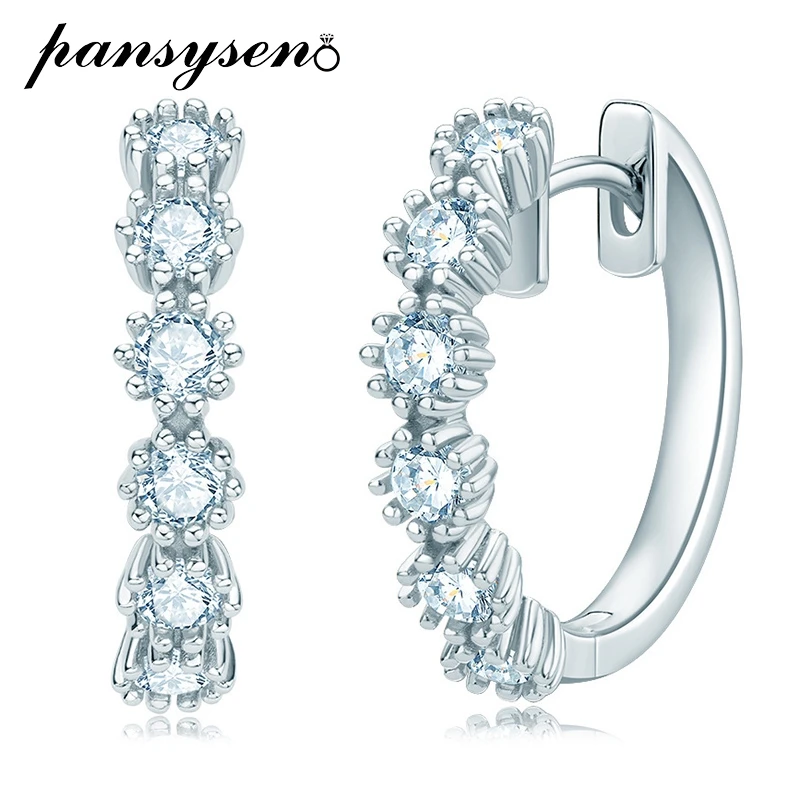 

PANSYSEN 100% 925 Sterling Silver 3MM D Color Real Moissanite Hoop Earrings for Women Wedding Engagement Fine Jewelry Wholesale
