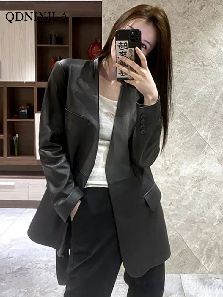 Leather Jacket Women High Imitation Sheepskin Leather Coat New Outerwear Casual Leather Coat Spring Jacket Women Female Jacket