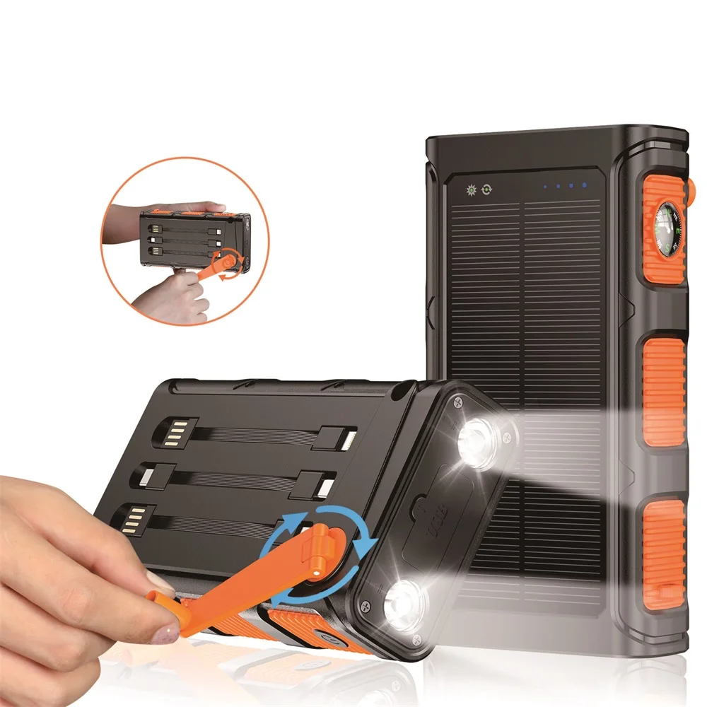 

New Arrival Portable Chargers Solar Power Bank Hand Crank Charger For All Mobile Phones