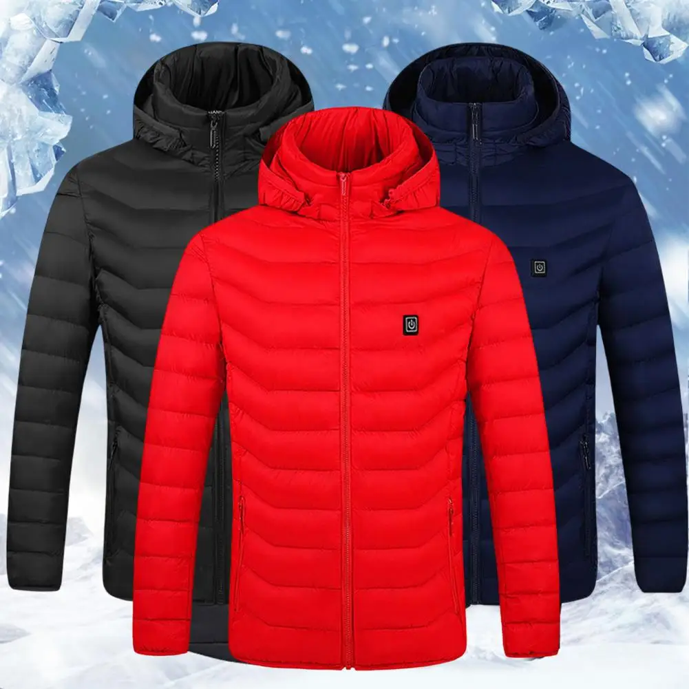 Winter Jacket Hooded Lightweight 9 Heated Zones Cotton Padded Smooth Zipper Coat   Men Heating Jacket  for Cold Weather