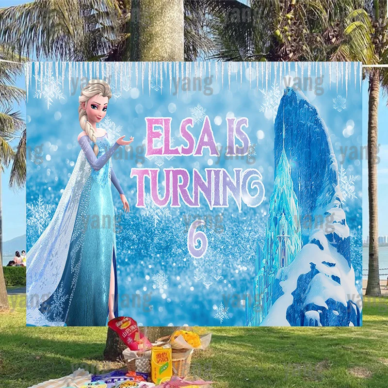 

Disney Frozen Elsa Girls Photography Blue Icebergs Backdrop Custom Product Beautiful Princess Birthday party Photo Background