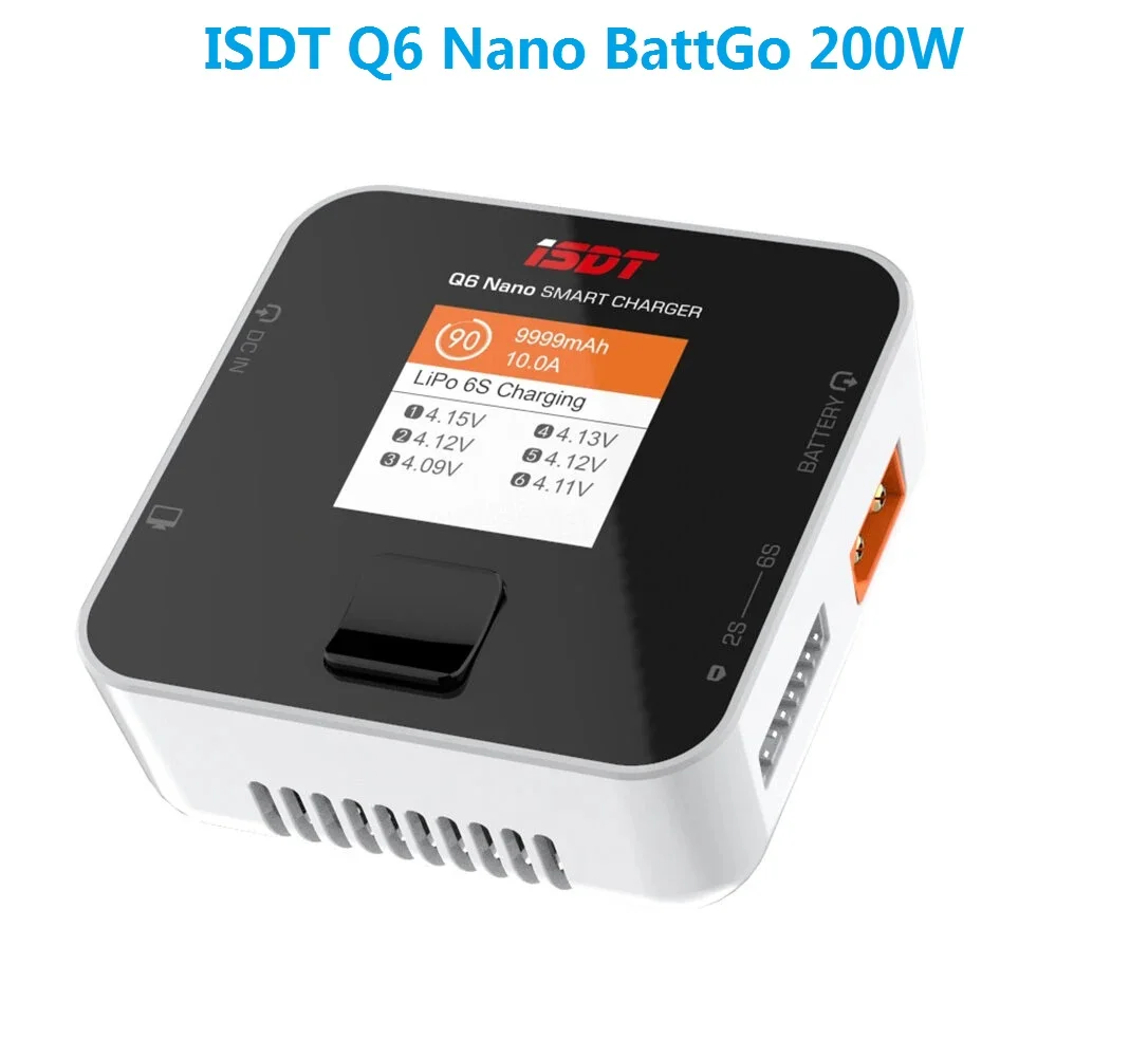 

В наличии ISDT Q6 Nano BattGo 200W 8A цветной Карманный аккумулятор баланс зарядное устройство адаптер питания для 1-6S Lipo батареи