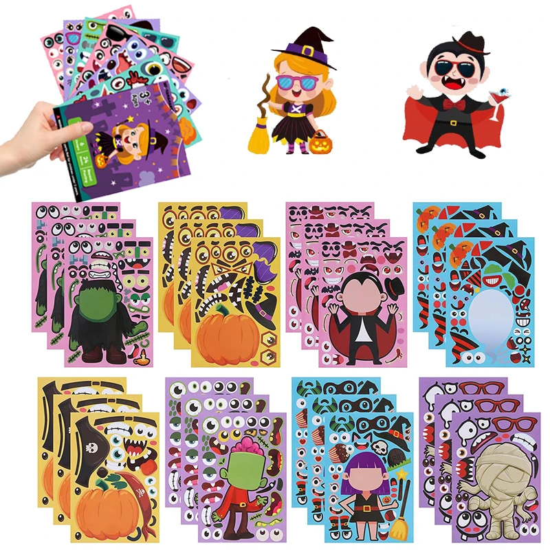 

24 шт./компл. детская креативная наклейка-пазл, игра «сделай сам», мультяшное животное, наклейка на фестиваль вечерние, игрушка для мальчиков ...