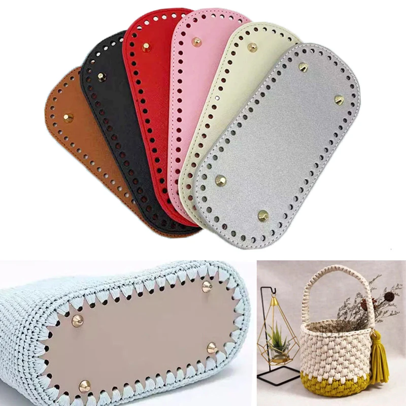 

18*8cm PU Leather Bag Bottom For Knitted Bag Handmade Purse Handbag Bag Accessories Bottom With Holes Diy Crochet Bag Bottoms