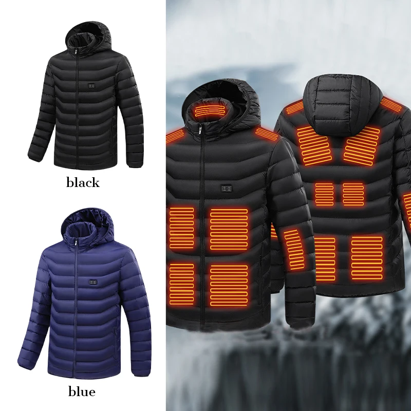 Fashion Heating Cotton Clothes 15 Area Large Area Constant Temperature Warm Clothes Loose Hooded Solid Color Plaid Jacket Unisex