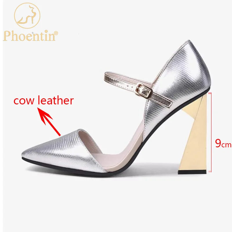 Phoentin 2023 New super High Heels Pointed Fashion mary janes shoes wedding party Sexy Women's strange sandals plus size FT2549