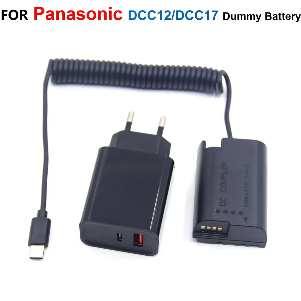 

USB C Power Cable DCC12 DCC17 Coupler DMW-BLK22 BLF19 Dummy Battery+PD Charger For Lumix DC-S5 S5GK G9 DMC-GH3 GH4 GH5 GH6 GH6L