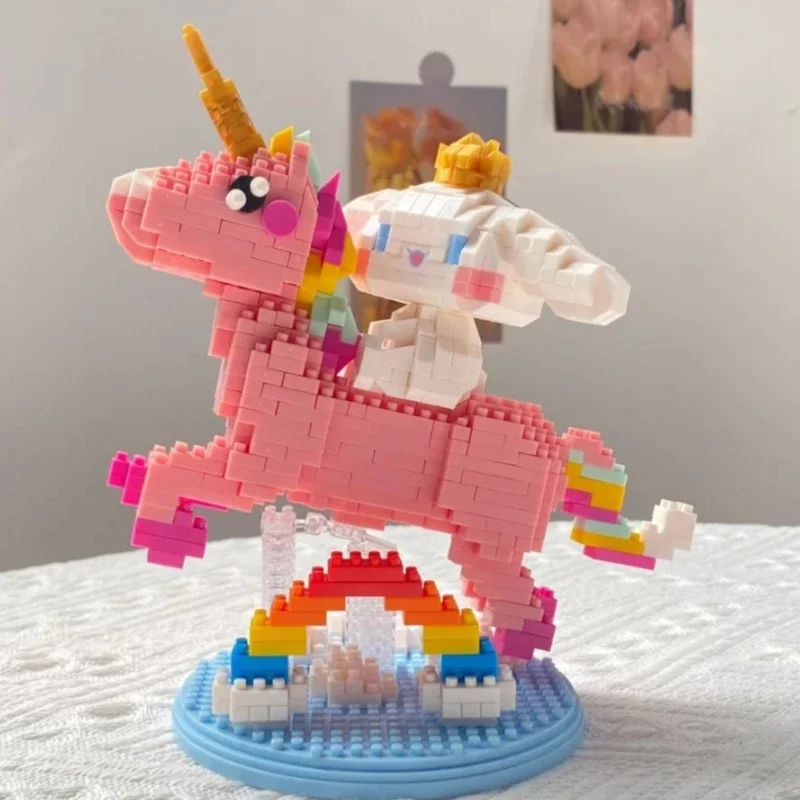 Sanrio милые строительные блоки Cinnamoroll маленькие частицы луна модель рыцарь сборка