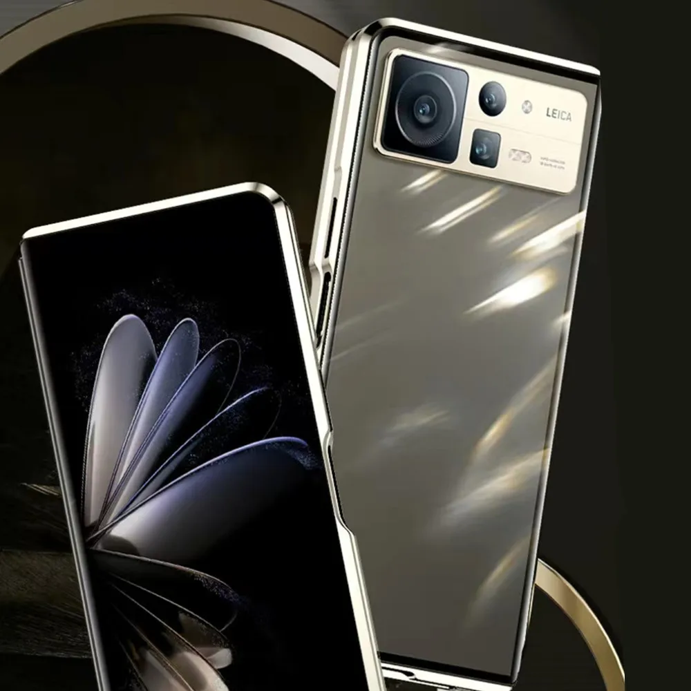 Alloy Metal Frame Bumper Armor Magnetic Flip Case For Xiaomi Mix Fold2 Fold Privacy Anti-Spy HD Tempered Glass Protector Cover