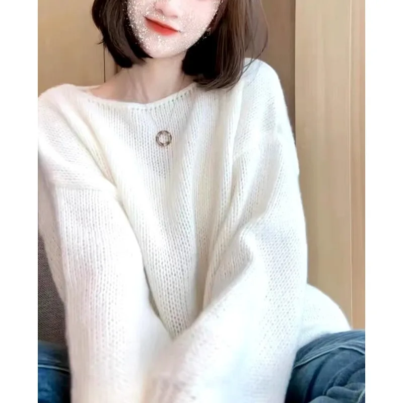 

Loose Long Sleeve Soft Pullover Winter Fashion Knit Slim Tops Casual Knitted Bottom Sweater Age Reduction Clothes Sueter 28837