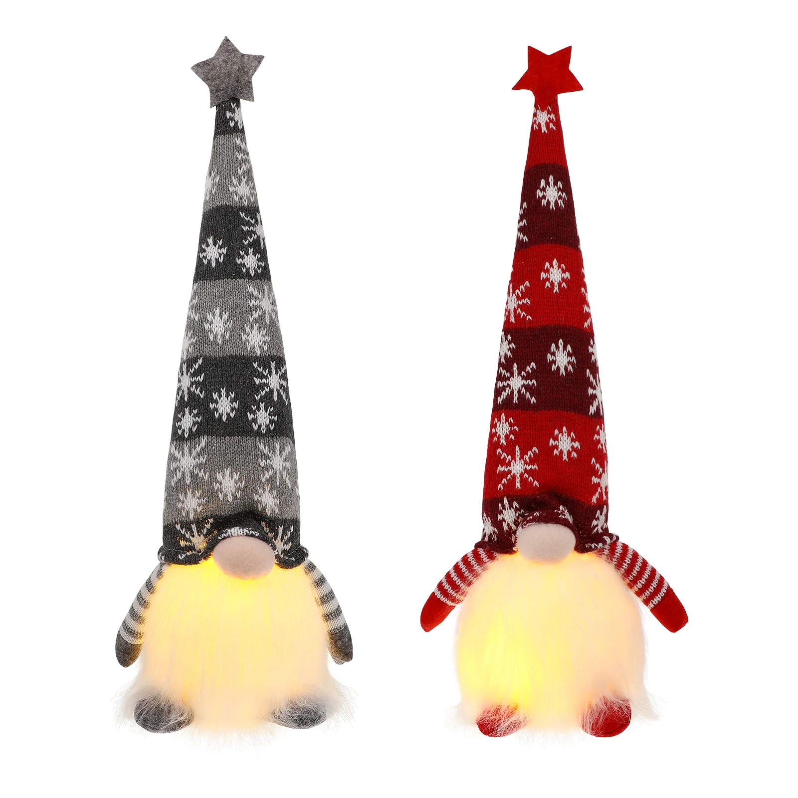 

Toyvian 2pcs Christmas Gnome Dolls Christmas Gnome Adornments Luminous Plush Faceless Dolls LED Light Dwarf Ornaments