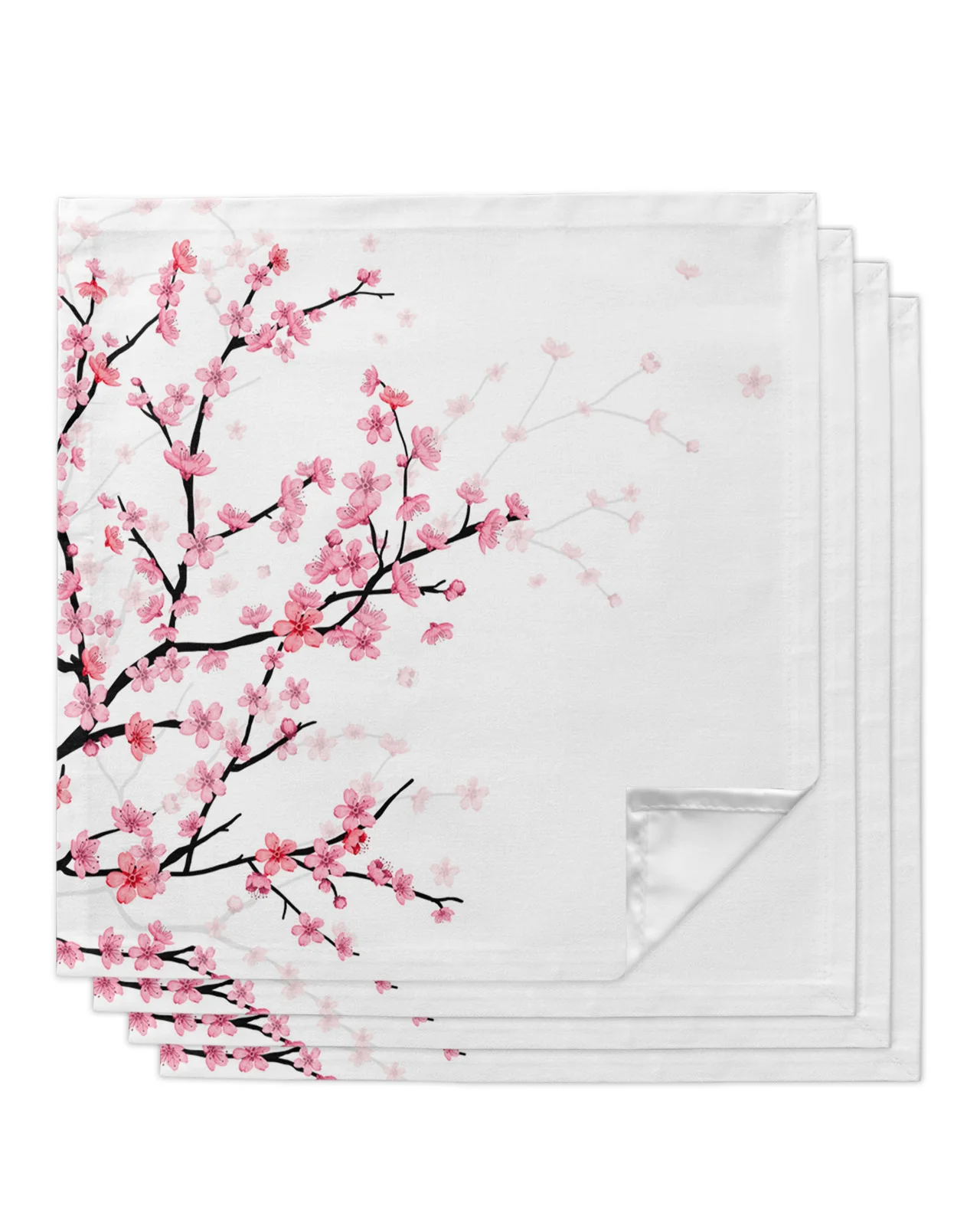 

4pcs Cherry Blossom Flower Square Napkins 50cm Table Napkin Party Wedding Decoration Table Cloth Kitchen Dinner Serving Napkins