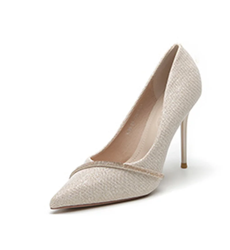 

2022 new summer women's stiletto high heels Thin Heels Artificial leather Pointed Toe