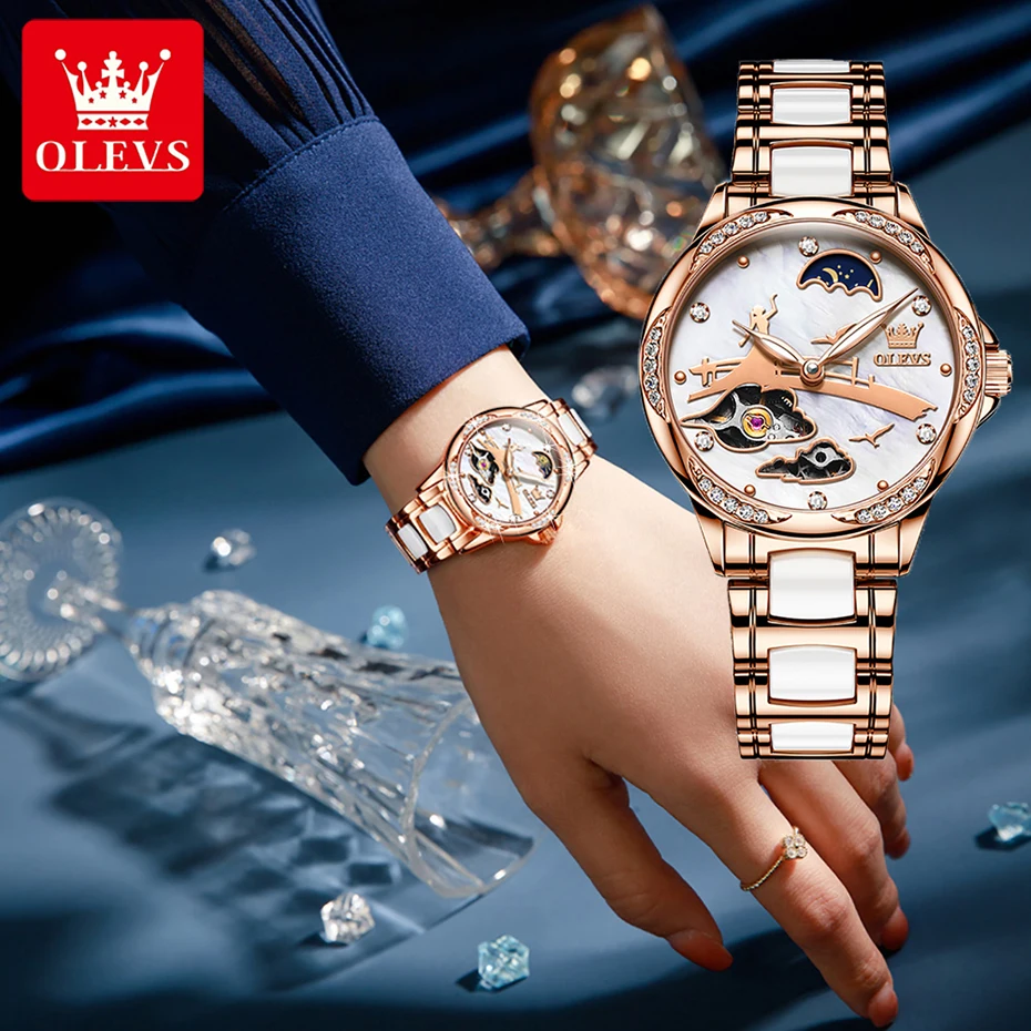 

Women Watches Luxury Top Brand Watch Ceramic Strap Waterproof Wristwatch Montre Femme Diamond Dial