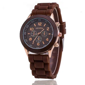 Hot Sales Geneva Brand Silicone Women Watch Ladies Fashion Dress Quartz Wristwatch Female Watch mont