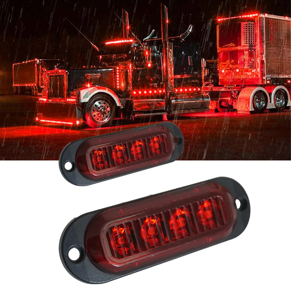 

2pcs 12/24V LED Side Marker Lights59666 Red Clearance Trailer 515Truck RV LED Waterproof Light Car Safety Warning Width