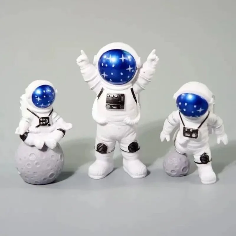 3Pcs Resin Astronaut Figure Statue Figurine Spaceman Sculpture Educational Toy Desktop Home Decoration Model Kids Gift - купить по