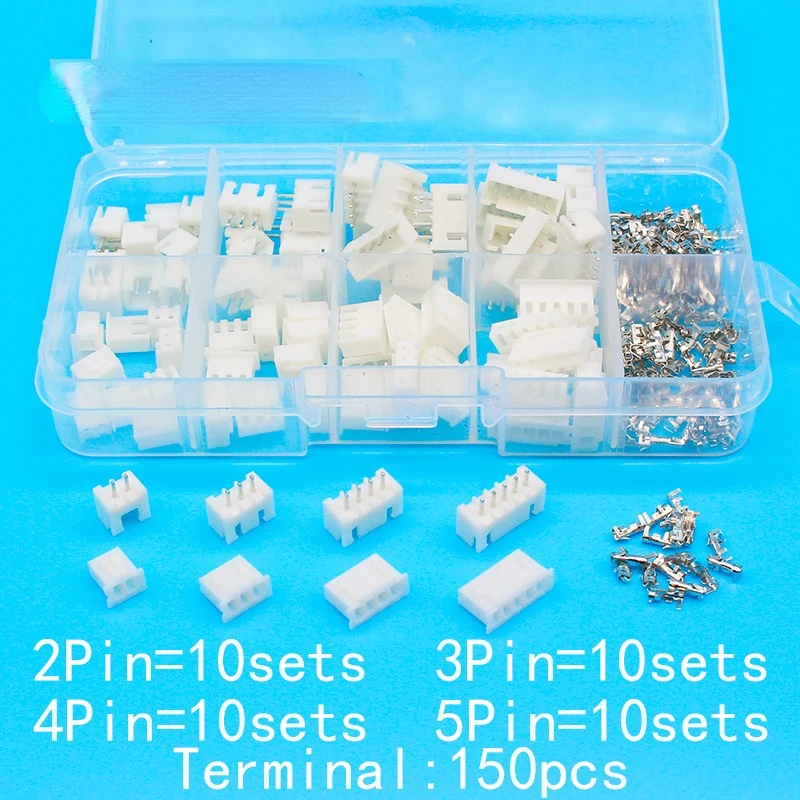 

40 sets Kit in box 2p 3p 4p 5 pin 2.54mm Pitch Terminal / Housing / Pin Header Connector Wire Connectors Adaptor XH Kits