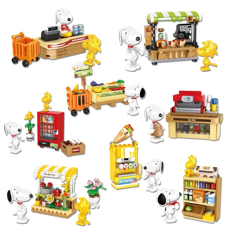 Snoopy Supermarket ежедневные строительные блоки в сборе 8 шт./компл. 3D модель собаки