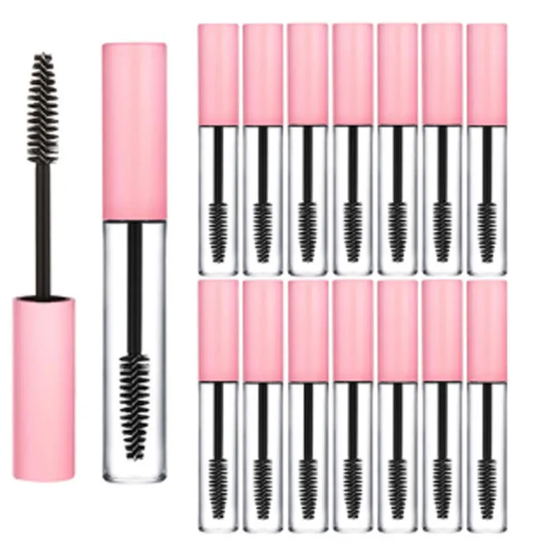 5 PCS 10ML Mascara Tubes Empty Eyelash Cream Refillable Bottles Pink/White Cosmetic Sample Container with Eyelash Brush Stick images - 6