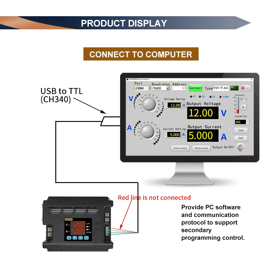 JUNTEK DPH8909 96 В 9 6 А источник питания постоянного тока 485 коммуникационный вольтметр