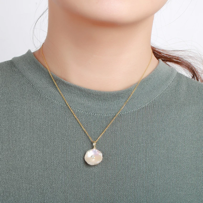 Женская подвеска из серебра 925 пробы с натуральным пресноводным жемчугом