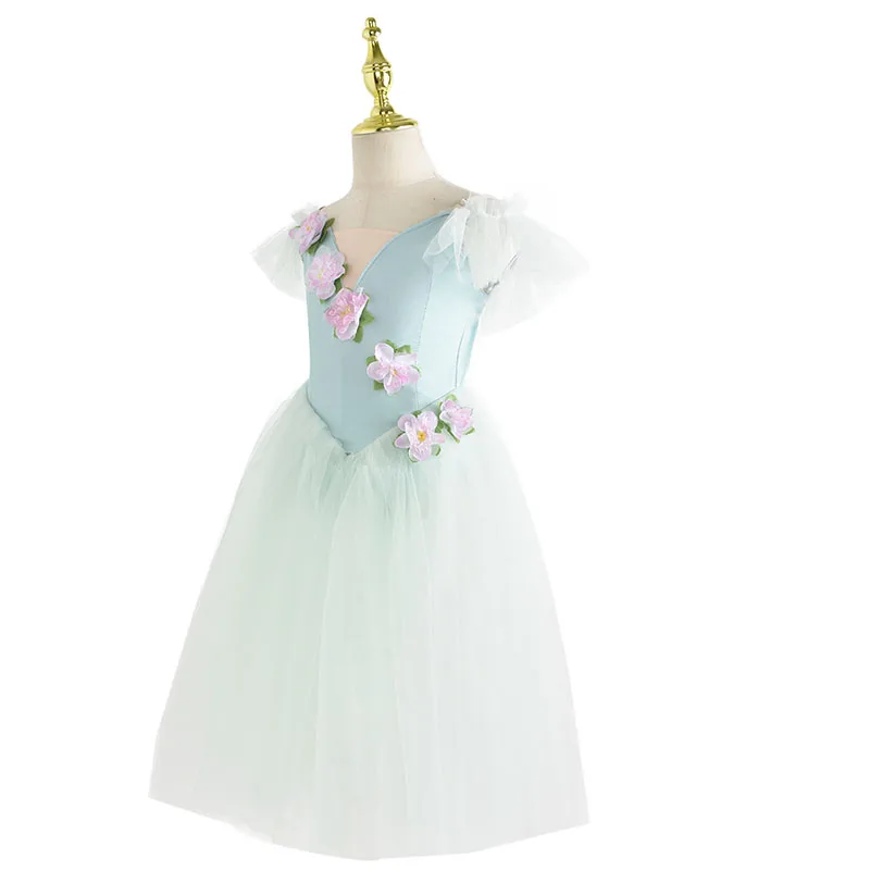 Профессиональное розовое балетное платье-пачка для взрослых и детей с цветами