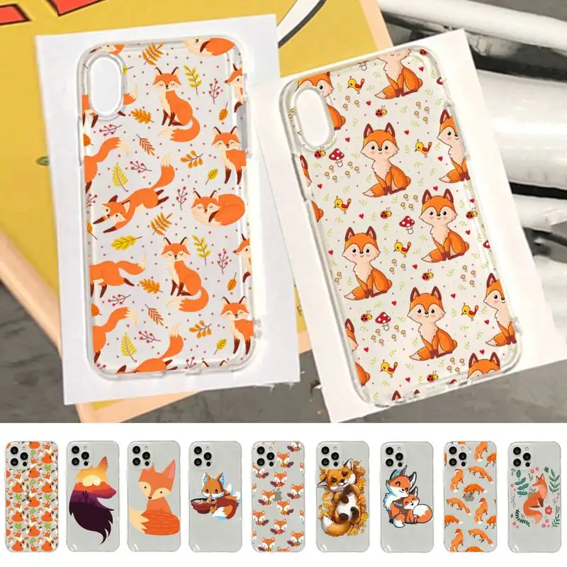 

FHNBLJ Anime funny foxs lovely cute Phone Case For iPhone 14 13 12 11 Pro Max Mini X Xs XR 6 7 8 Plus SE 2020 Transparent Case