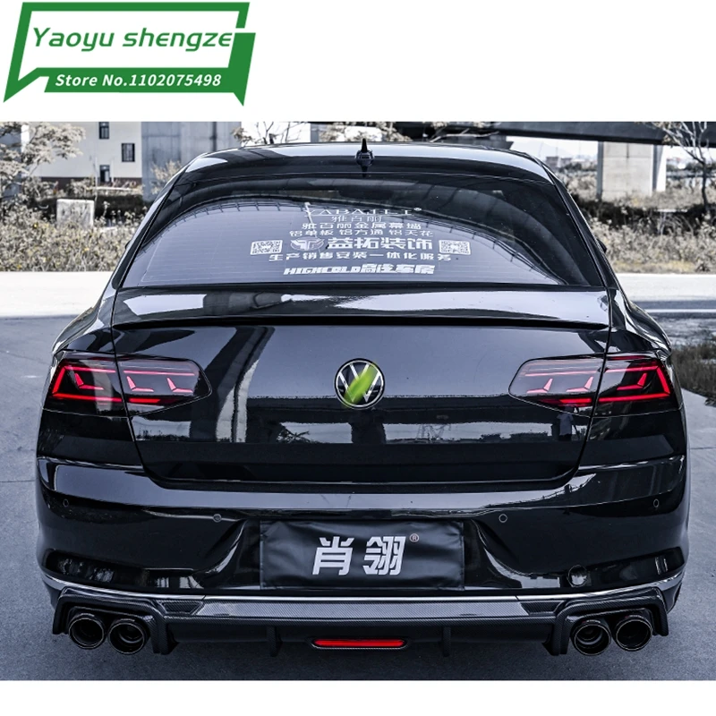 Фото Для Volkswagen Passat 2020, черный задний бампер из АБС-пластика, спойлер багажника, защита заднего диффузора №4