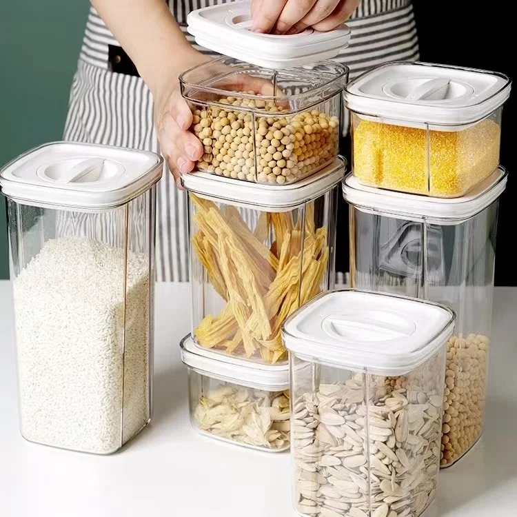 600/2000ML Sealed Jars Kitchen Grain Storage Organizer Large Tank Plastic Moisture-Proof Box Household Seasoning
