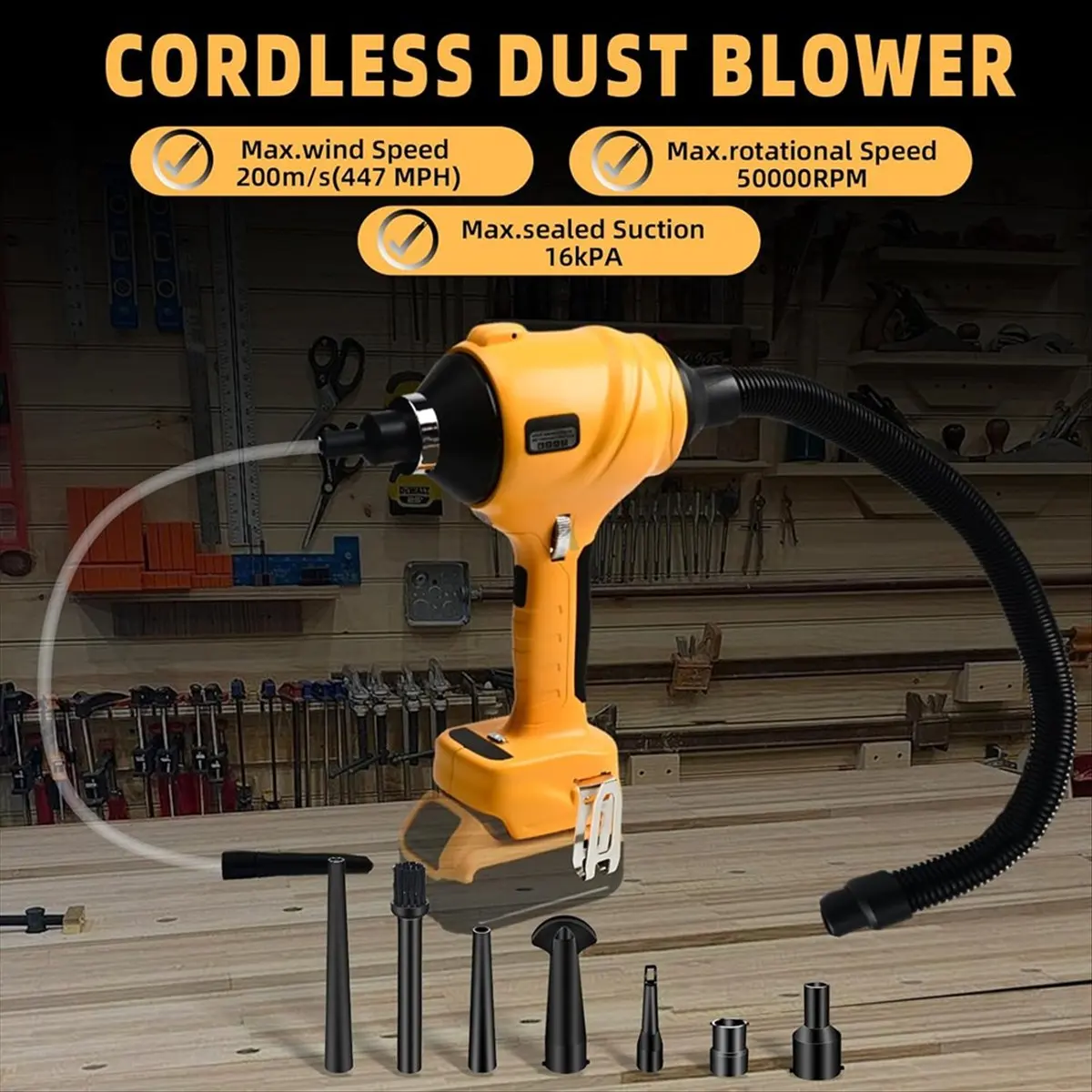 Беспроводная воздуходувка (A94Z) для аккумулятора 20В, бесщеточная ручная воздуходувка для листьев, пылесос с сжатым воздухом для уборки (art.: 3920dbd712eef) - 3920dbd712eef
