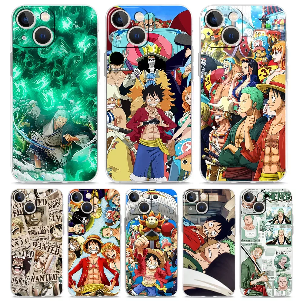 

Anime One Piece Zoro Luffy Hot Case for Apple iPhone 13 Mini 13 Pro Max 11 12 7 Plus XR 6 6S 8 SE Clear Phone Shell Soft Cover