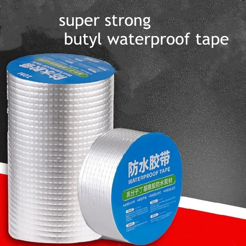 

10m 5m Aluminum Foil Butyl Rubber Tape Stop Leak Stick waterproof repair fix tape Self Adhesive for Roof Hose Marine Maintenance