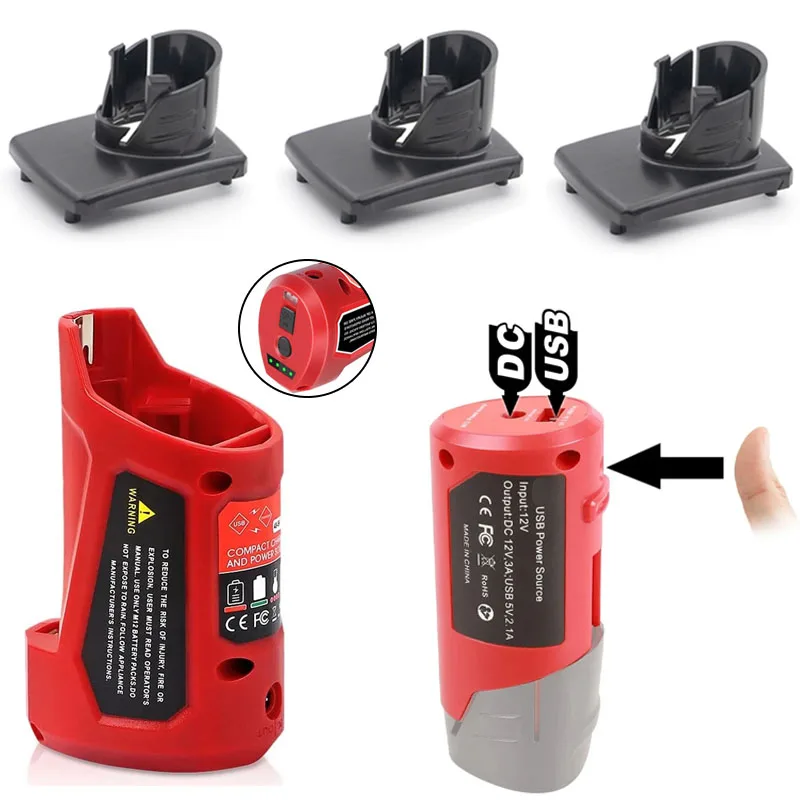 Адаптер источника питания DC 12 В и USB для зарядки литий-ионных аккумуляторов Milwaukee