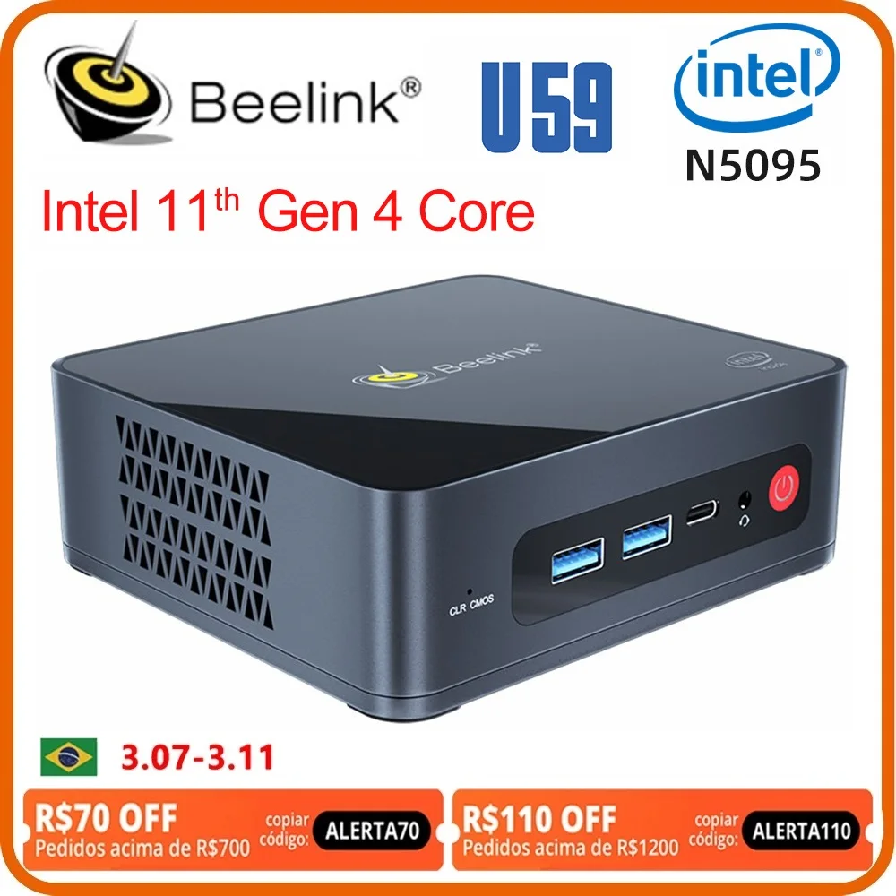 Мини-компьютер Beelink U59 Windows 11, Intel 11 поколения N5095 DDR4 16 ГБ 512 ГБ 8 ГБ 256 ГБ SSD 5,8G Dual Wifi BT4.0 1000M LAN