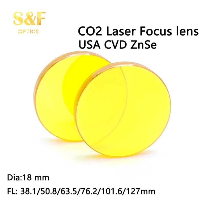 Оптический CO2 лазер Meniscus/Plano USA CVD Znse фокусный объектив диаметром 18 мм FL38.1/50 8/63 5/76