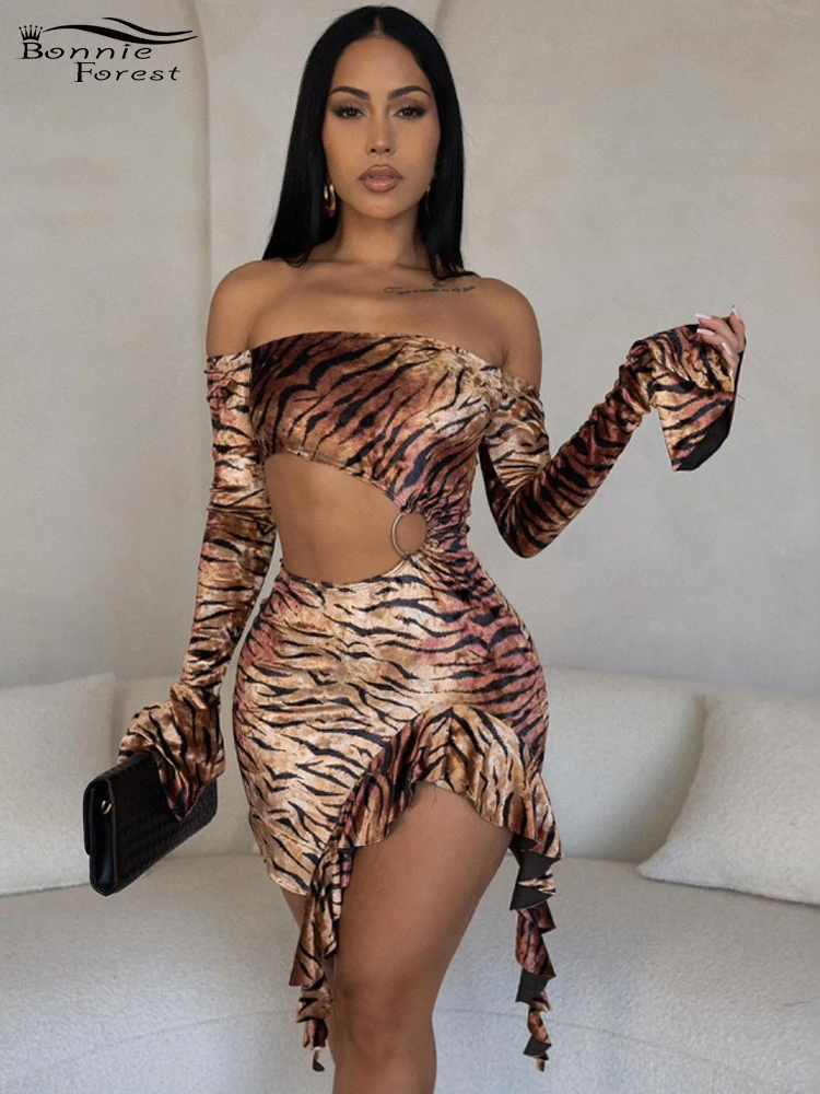 Бархатное мини-платье с длинными рукавами Bonnie Forest Wild для женщин бархатные