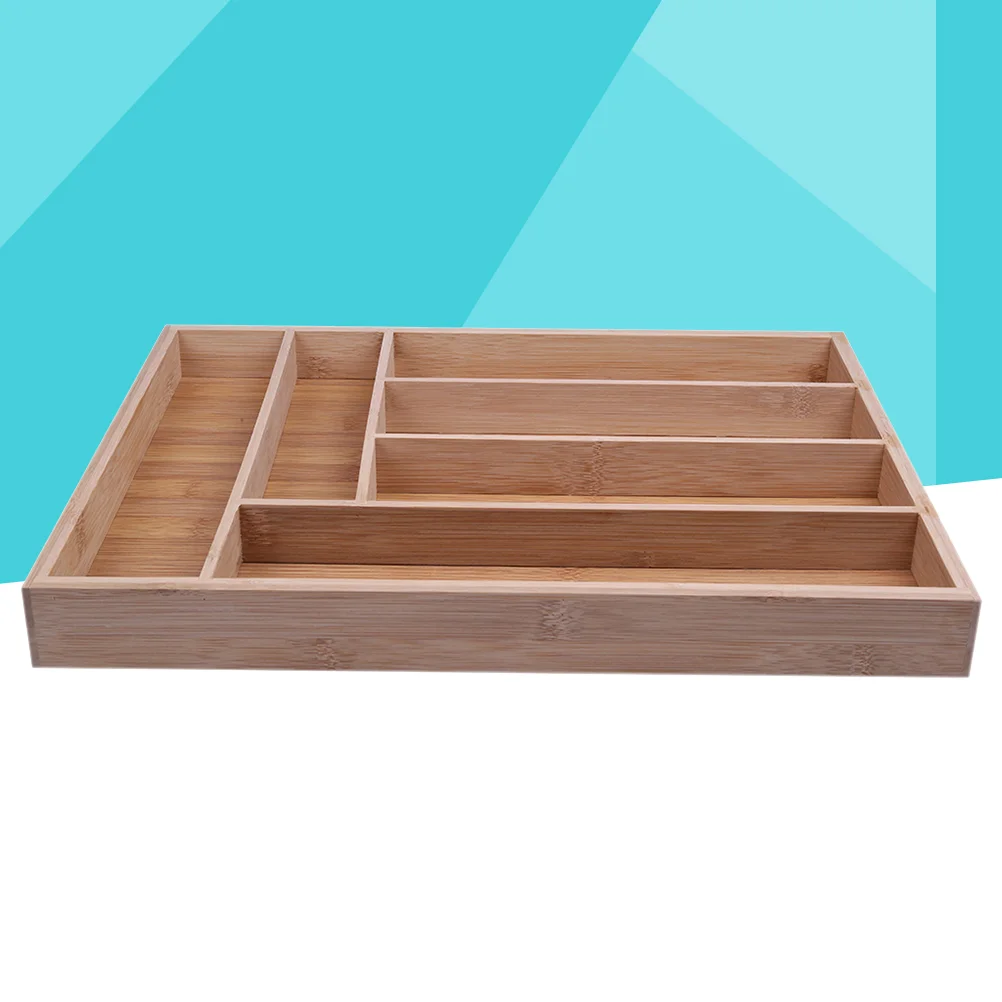 

Бамбуковый Многофункциональный кухонный поднос для столовых приборов, ящик, органайзер для столовых приборов, поднос с 6 отделениями