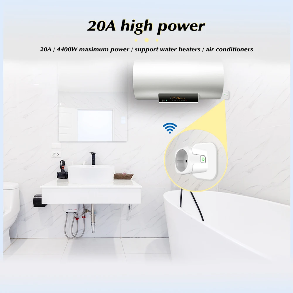 Aubess Tuya Wifi Smart Plug 20A EU Alexa Voice Remote Socket Life APP Real-time Power Monitoring For Alice Google Home | Обустройство