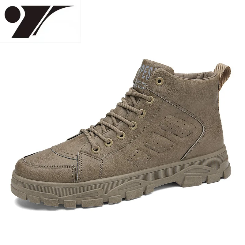 

Осенне-зимние новые модные мужские ботинки с высоким верхом в стиле ретро, однотонные удобные ботинки Dr. Martens, мужские ботинки