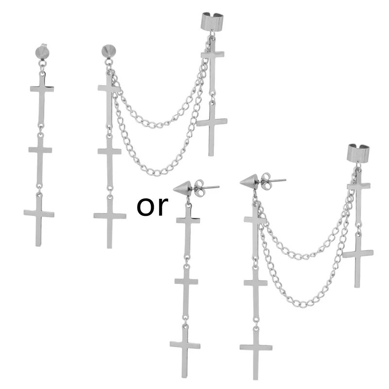 

Drop Statement Earrings For Women Men Fashion Vintage Chain Trend Pendant Unusual Earings Cuff Party Punk Jewelry