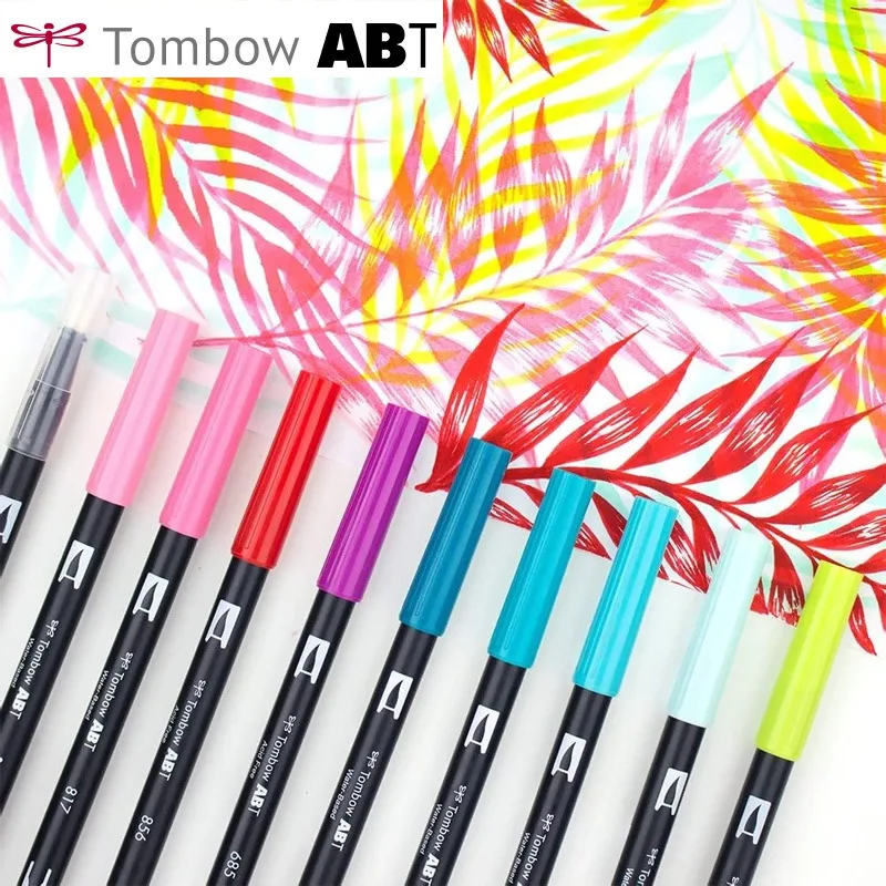 Фото Японская ручка TOMBOW с мягким наконечником, двусторонняя акварельная ручка ABT, цветная кисть для рисования, моющаяся, безопасная, нетоксичная, стойкая. №1