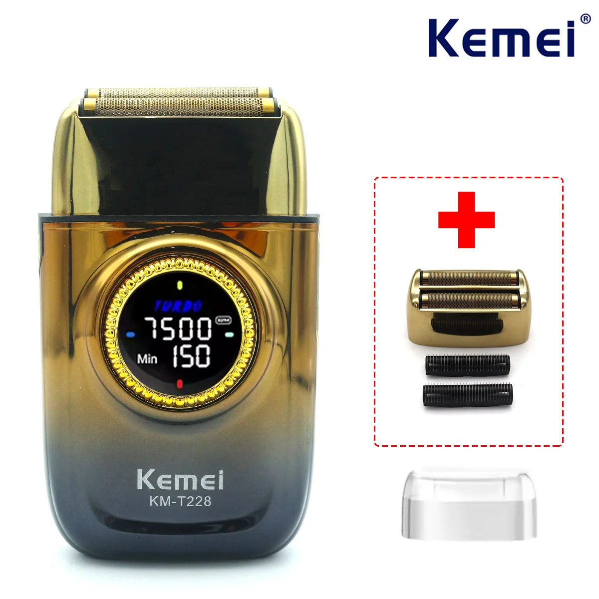 Kemei KM-T228 Мужской станок для бритья со светодиодным дисплеем двойная фольга